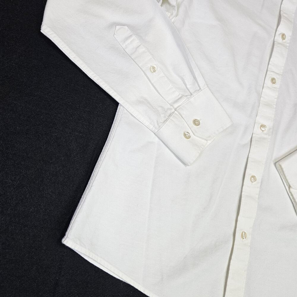 Charles Tyrwhitt Collarless Cotton Linen Shirt Men M Slim Fit White Button Front - Picture 7 of 14